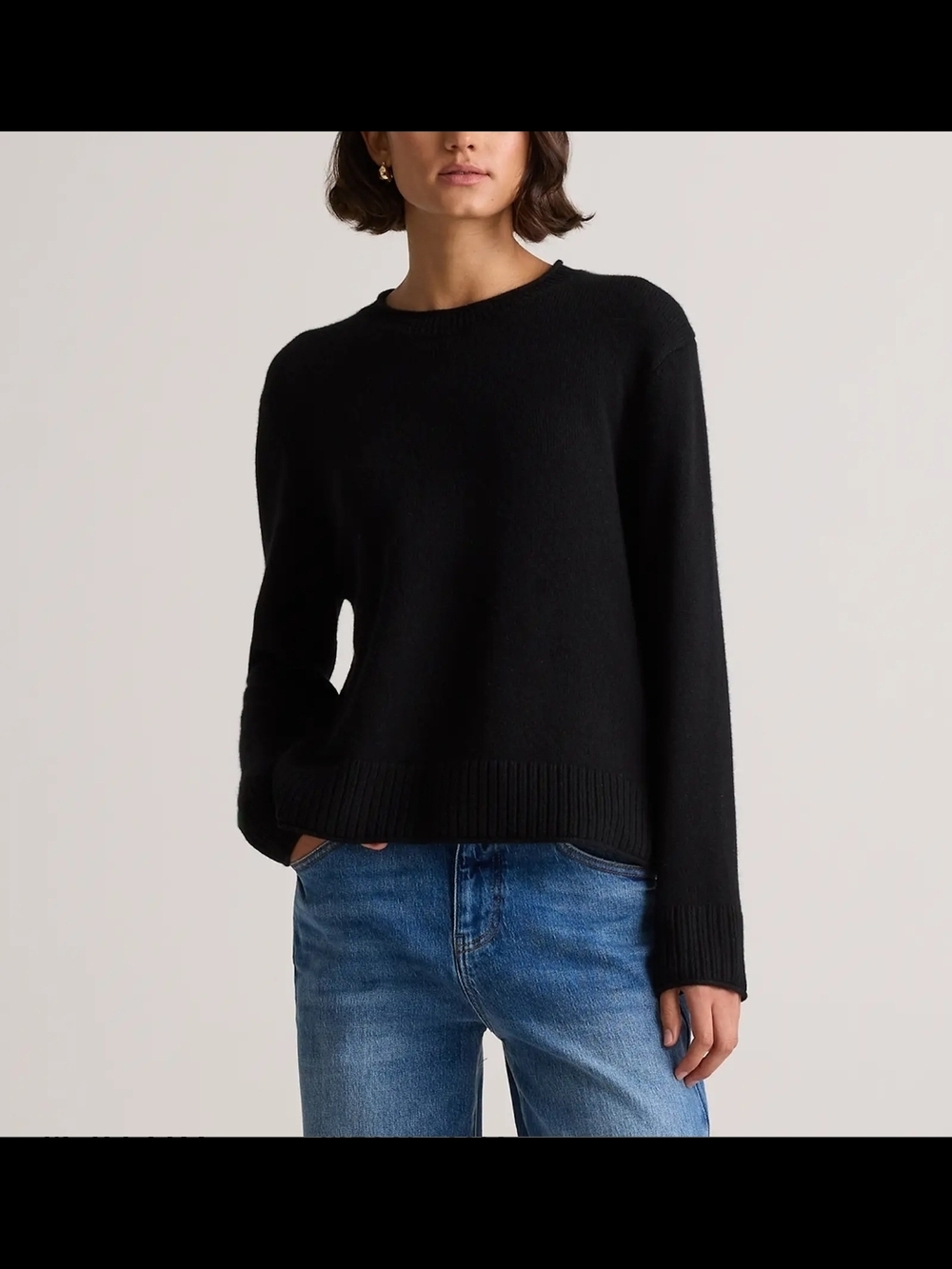 Quince Women’s Mongolian Cashmere Boxy Crewneck Sweater In Black Sz M, NWT!